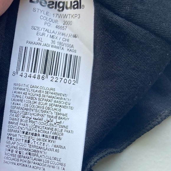 NWT DESIGUAL Floral Tunic Top Black Mesh Sz L Tall US Embellished Boho Artsy - Picture 9 of 13